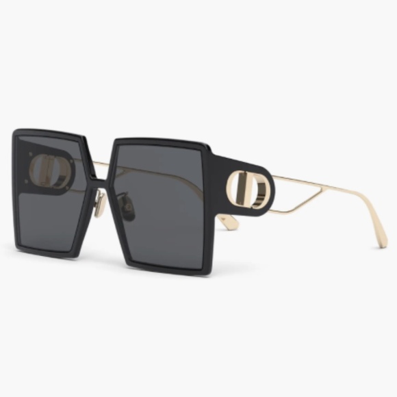 DIOR 30 Montaigne S7U Square Frame Sunglasses Gold/Black Lens - MSRP $640 - BNIB - Picture 1 of 7